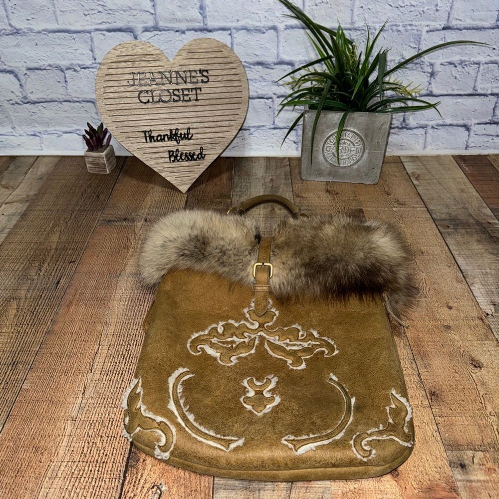 Authentic Prada Real Fox Fur & Suede Shoulder Bag COA In Photos Has Flaws* - Picture 4 of 16